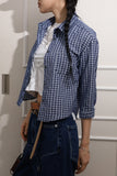 Check crop midi shirt