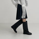 Shirring Fold Layered Long Boots