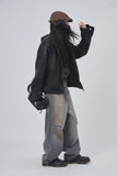 Smoke washed denim hooded jumper