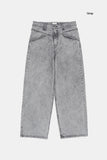 Front yoke stone washed denim pants