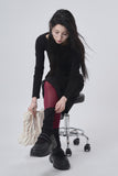 Part shirring wide-neck crop long sleeve