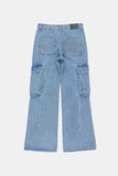 Hangdown string cargo denim pants