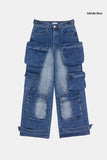 Traveler solid cargo denim pants