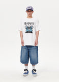 STUD DOUBLE KNEE DENIM SHORT