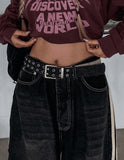 Gradient eyelet denim belt