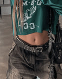 Gradient eyelet denim belt