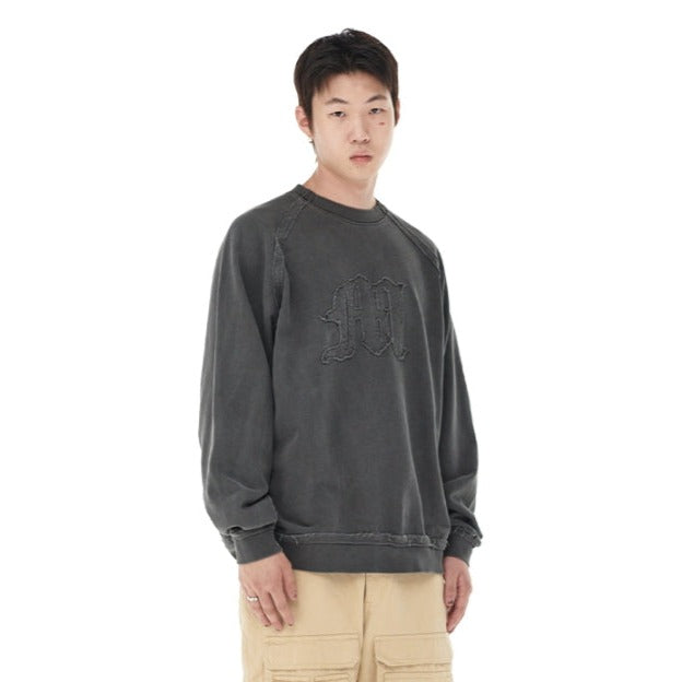 mahagrid/マハグリッド』RAW CUT M LOGO PIGMENT SWEATSHIRT/Mロゴ 