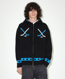 HOCKEY KNIT ZIP-UP HOODIE