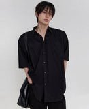 Matte Black Linen Short Sleeve Shirt