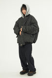 Leather shirring over MA-1 jumper