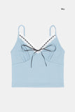 Lace string crop sleeveless top