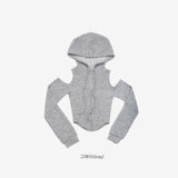Dinotic Off-Shoulder Hooded Zip-Up