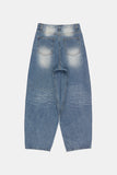 Embo washed over denim pants