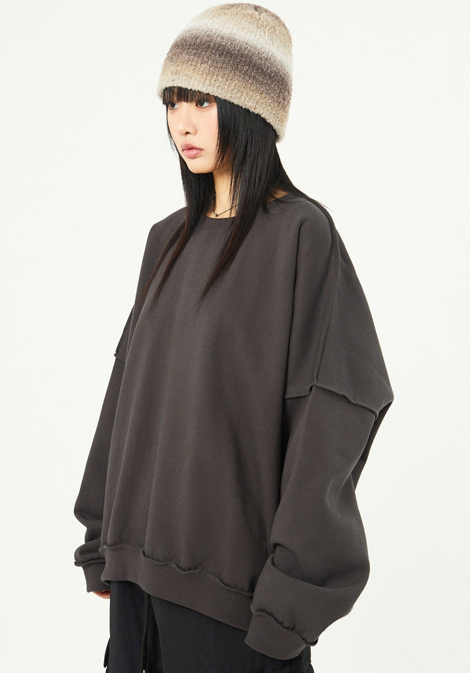 【Raucohouse】Plain overlock fleece over sweatshirt Raucohouse(ラウコハウス) - プレーンオーバーロックフリース