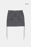 Denim solid pocket mini skirt