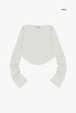 Ribbed boat-neck arch-crop long sleeve