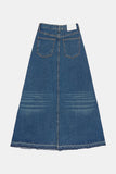 raw cut sand denim long skirt