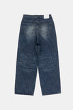 Claw cat washed wide denim pants