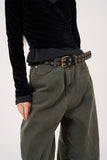 Double line hole eyelet leather belt