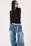 Long eyelet leather belt