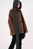 Wool hooded long knit muffler