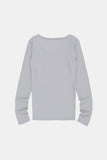Shoulder snap wide-neck long sleeve