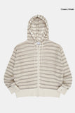 Lex mesh stripe knit hood zip-up