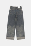 Tiger rough crop roll-up denim pants