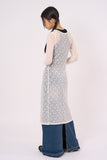 Maxi back slit denim long skirt
