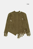 Twisted unbalance fringe damage knit