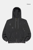 Petra pigment damaged hood zip-up