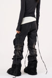 Heart star patched cargo denim pants