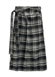 Check Strap Wrap Long Skirt