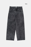 Front yoke stone washed denim pants