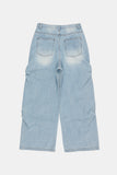 Folds rivet over denim pants