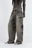 Chalk embossed washed denim