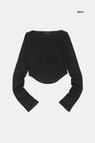 Ribbed boat-neck arch-crop long sleeve