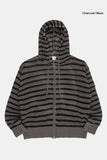 Lex mesh stripe knit hood zip-up