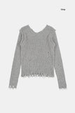 Linda wool damage V-neck knit