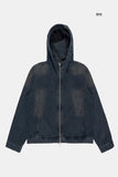 Smoke washed denim hooded jumper