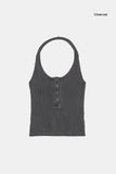 Caley pigment halter-neck sleeveless top