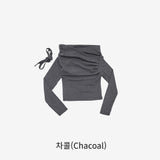 Jisen shirring off-shoulder t-shirt