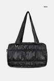 Padded glossy leather shoulder bag