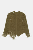 Twisted unbalance fringe damage knit