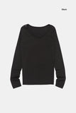 Shoulder snap wide-neck long sleeve