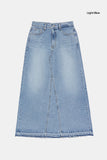 Maxi back slit denim long skirt