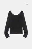 Stretch slim wide-neck long sleeve