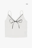 Lace string crop sleeveless top