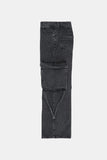 Hangdown string cargo denim pants