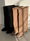 1181 Stiletto Suede Warmer Long Boots (5cm)